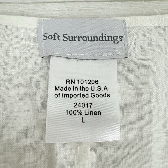 Soft Surroundings 100% Linen Tunic Top Blouse L White Preppy Lagenlook Beach - Picture 6 of 11